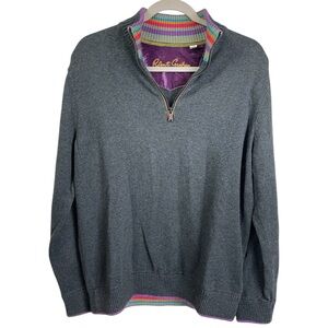 Robert Graham Men’s Gray Rainbow Cotton 1/4 Zip Pullover Sweater Size M EUC